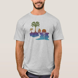 Oneindige Tropische Zonsondergang met Zeilboot T-S T-shirt