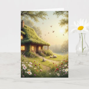 Oneindige Weide Scene – Gezellige Cottage Wilde Bl Kaart