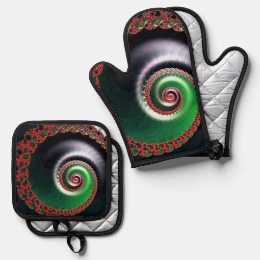 oneindige werveling ovenwant & pannenlap set (Voorkant / Achterkant)