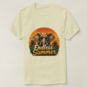 Oneindige Zomer Olifant Retro Zonsondergang Safa T-shirt