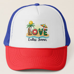 Oneindige Zomer Strand Cartoon Hoed Trucker Pet