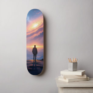 Oneindigheid aanraken op de top van de wereld persoonlijk skateboard