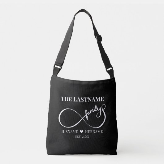 Oneindigheid Gepersonaliseerde Familienaam en Oost Crossbody Tas (Voorkant)