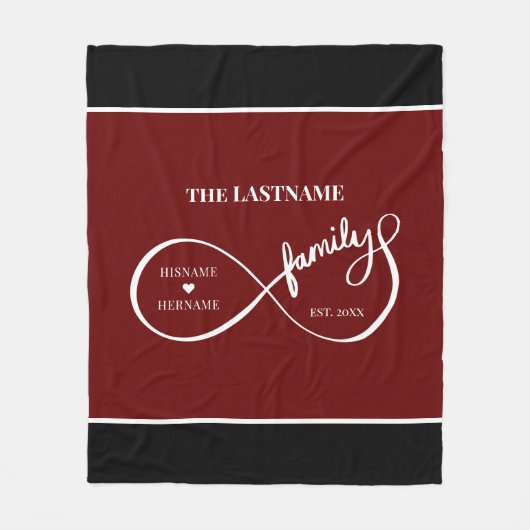 Oneindigheid Gepersonaliseerde Familienaam en Oost Fleece Deken (Voorkant)