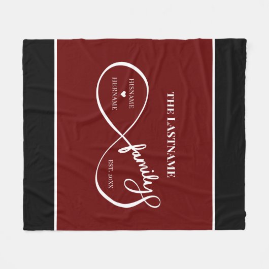 Oneindigheid Gepersonaliseerde Familienaam en Oost Fleece Deken (Voorkant (Horizontaal))