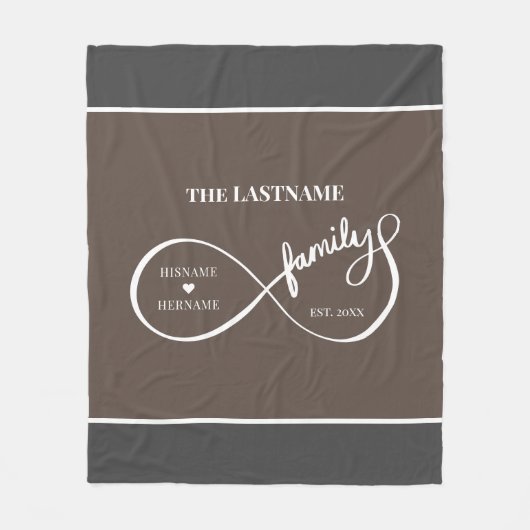 Oneindigheid Gepersonaliseerde Familienaam en Oost Fleece Deken (Voorkant)
