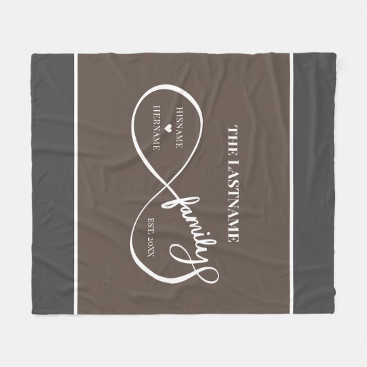 Oneindigheid Gepersonaliseerde Familienaam en Oost Fleece Deken (Voorkant (Horizontaal))