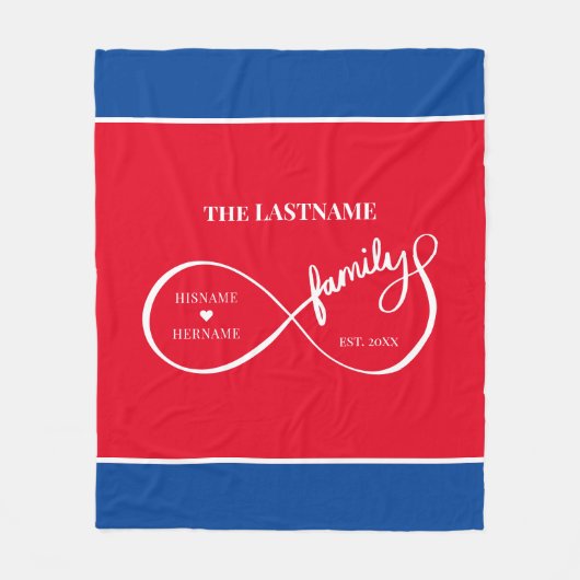 Oneindigheid Gepersonaliseerde Familienaam en Oost Fleece Deken (Voorkant)