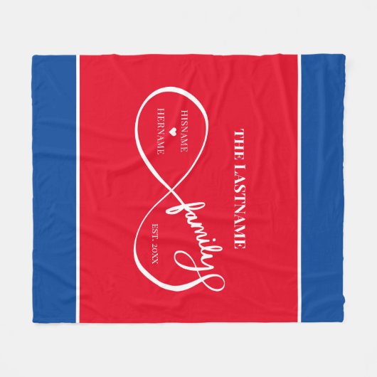 Oneindigheid Gepersonaliseerde Familienaam en Oost Fleece Deken (Voorkant (Horizontaal))