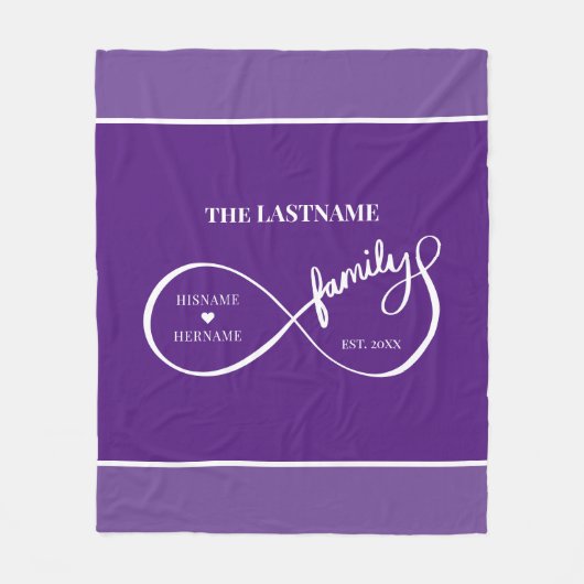 Oneindigheid Gepersonaliseerde Familienaam en Oost Fleece Deken (Voorkant)