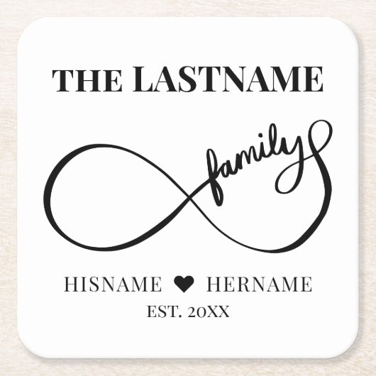 Oneindigheid Gepersonaliseerde Familienaam en Oost Kartonnen Onderzetters (Voorkant)