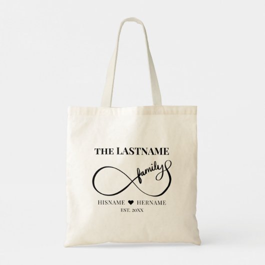 Oneindigheid Gepersonaliseerde Familienaam en Oost Tote Bag (Achterkant)