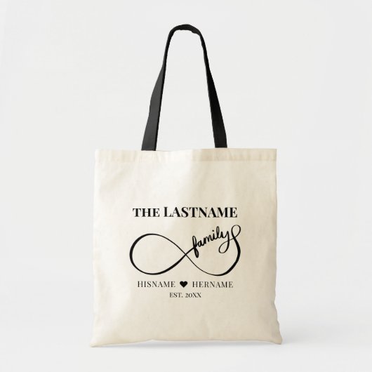 Oneindigheid Gepersonaliseerde Familienaam en Oost Tote Bag (Voorkant)