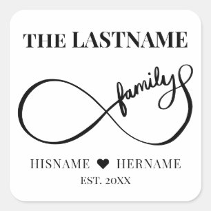 Oneindigheid Gepersonaliseerde familienaam en opri Vierkante Sticker