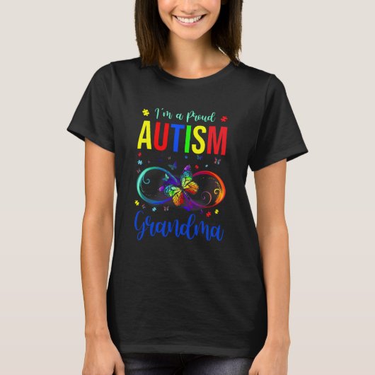Oneindigheid in een trotse oma Autisme Bewustzijn  T-shirt (Voorkant)