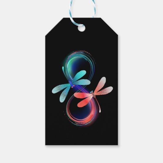 Oneindigheid met gloeiende libellen cadeaulabel (Voorkant)