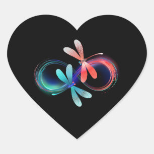Oneindigheid met gloeiende libellen hart sticker