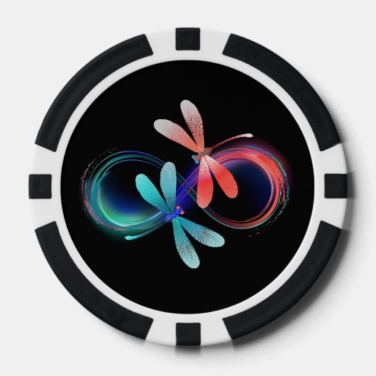 Oneindigheid met gloeiende libellen poker chips (Voorkant)