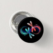 Oneindigheid met gloeiende libellen ronde button 3,2 cm (Voorkant /achterkant)