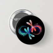 Oneindigheid met gloeiende libellen ronde button 5,7 cm (Voorkant /achterkant)