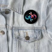 Oneindigheid met gloeiende libellen ronde button 5,7 cm (In situ)