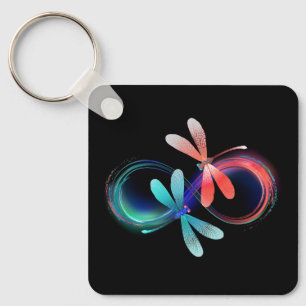 Oneindigheid met gloeiende libellen sleutelhanger
