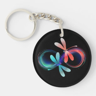Oneindigheid met gloeiende libellen sleutelhanger