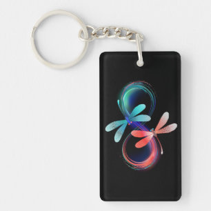 Oneindigheid met gloeiende libellen sleutelhanger