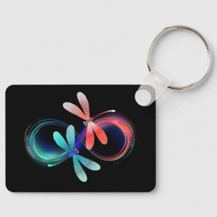 Oneindigheid met gloeiende libellen sleutelhanger