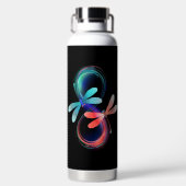 Oneindigheid met gloeiende libellen waterfles (Achterkant)