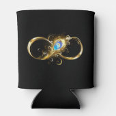 Oneindigheid met gouden pauwenveer blikjeskoeler (Achterkant)