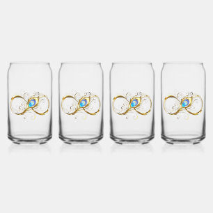 Oneindigheid met gouden pauwenveer blikvorm glas
