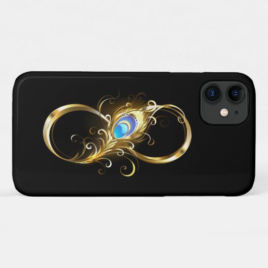 Oneindigheid met gouden pauwenveer Case-Mate iPhone case (Achterkant (horizontaal))