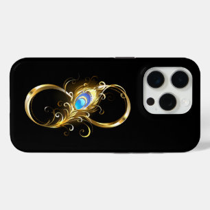 Oneindigheid met gouden pauwenveer iPhone 15 pro case