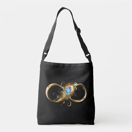 Oneindigheid met gouden pauwenveer crossbody tas (Achterkant)