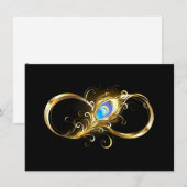 Oneindigheid met gouden pauwenveer feestdagenkaart (Voorkant / Achterkant)