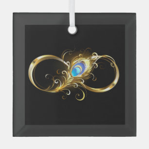 Oneindigheid met gouden pauwenveer glas ornament