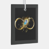 Oneindigheid met gouden pauwenveer glas ornament (Voorkant Rechts)
