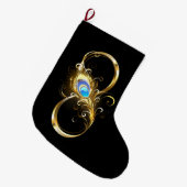 Oneindigheid met gouden pauwenveer grote kerstsok (Voorkant (Hangend))