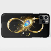 Oneindigheid met gouden pauwenveer iPhone hoesje (Achterkant horizontaal)