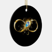 Oneindigheid met gouden pauwenveer keramisch ornament (Rechts)
