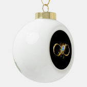 Oneindigheid met gouden pauwenveer keramische bal ornament (Links)