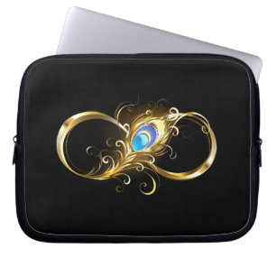 Oneindigheid met gouden pauwenveer laptop sleeve