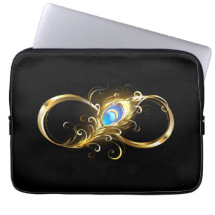 Oneindigheid met gouden pauwenveer laptop sleeve