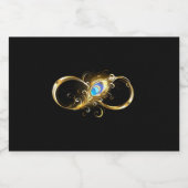 Oneindigheid met gouden pauwenveer likeurfles etiket (Enkel label)