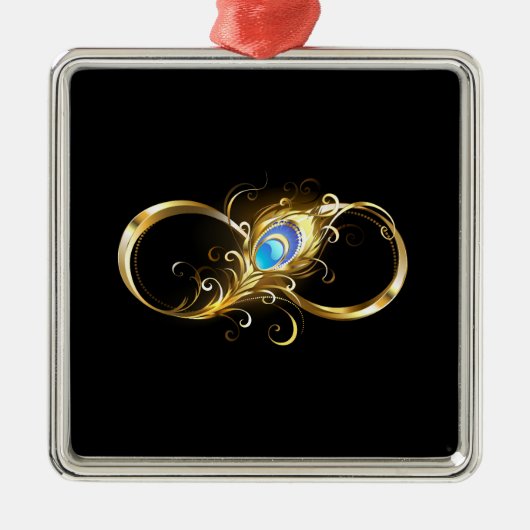 Oneindigheid met gouden pauwenveer metalen ornament (Voorkant)