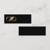 Oneindigheid met gouden pauwenveer mini visitekaartje (Voorkant / Achterkant)