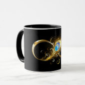 Oneindigheid met gouden pauwenveer mok (Voorkant links)