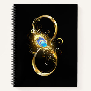 Oneindigheid met gouden pauwenveer notitieboek