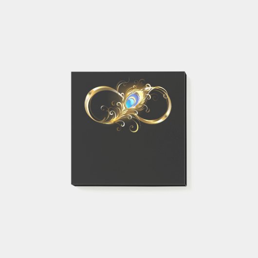 Oneindigheid met gouden pauwenveer post-it® notes (Voorkant)